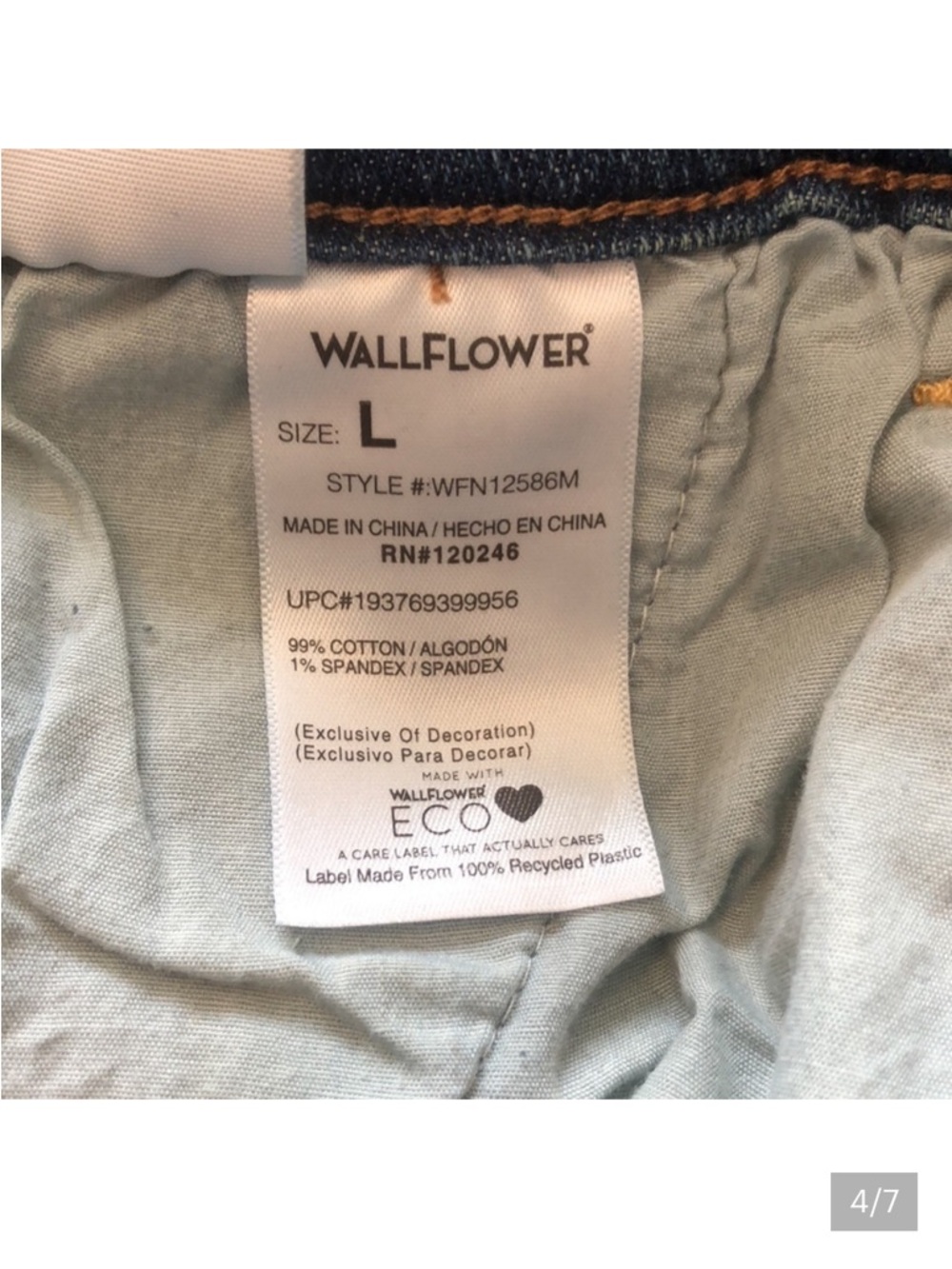 Wallflower Distressed Blue Denim Short Overalls - Picture 7 of 8